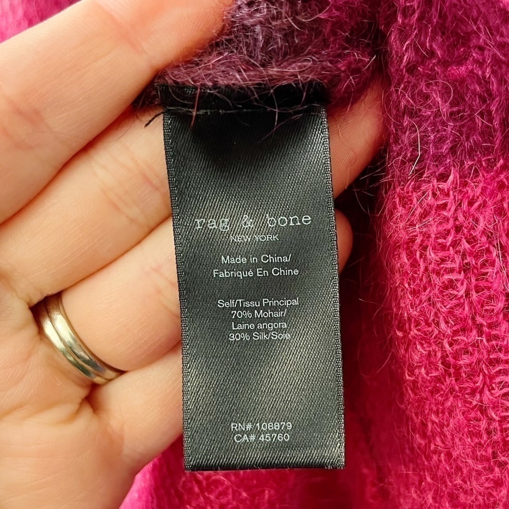 Rag & Bone Nassau Striped Mohair Silk Blend V-Neck Sweater Size XS MSRP $425 - Picture 15 of 16